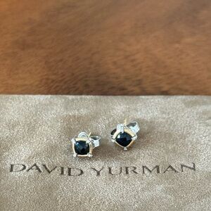 🔥Like New!! David Yurman Black Onyx Cable Motif Stud Earrings w/gold accent